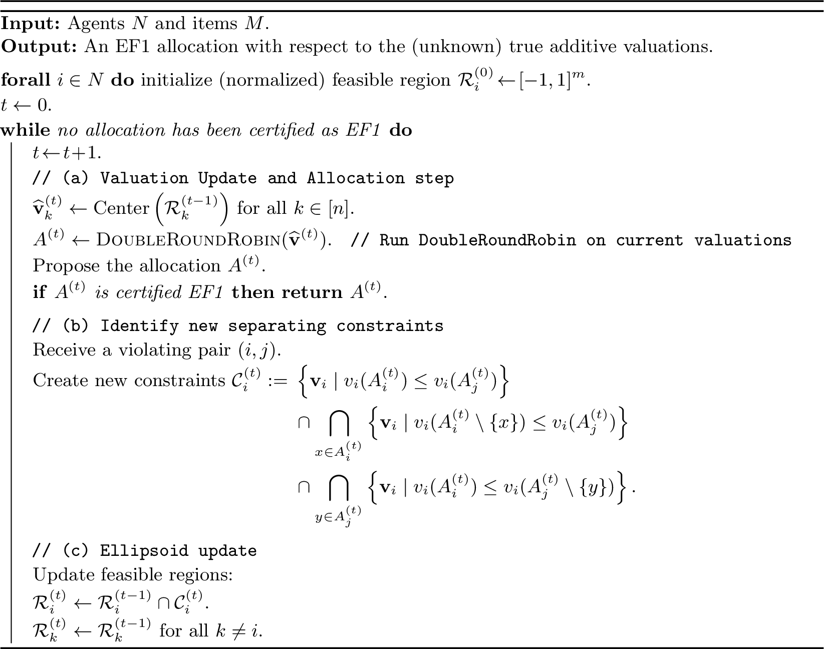 Figure 1: Ellipsoid-EF1 (Single Witness Feedback, Mixed Setting, Additive Valuations)