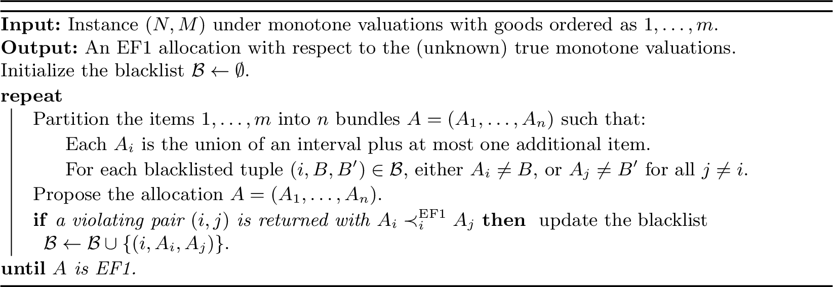 Figure 6: EliminationSearchAlmostContiguous (Single Witness Feedback, EF1, Monotone Goods)