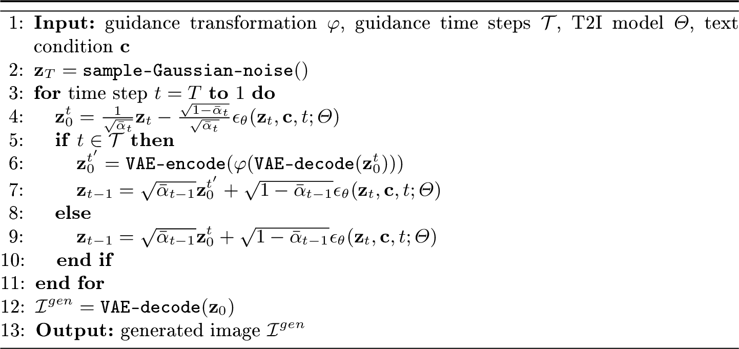 Figure 8: Text-to-Image Generation with Explicit Guidance Transformation