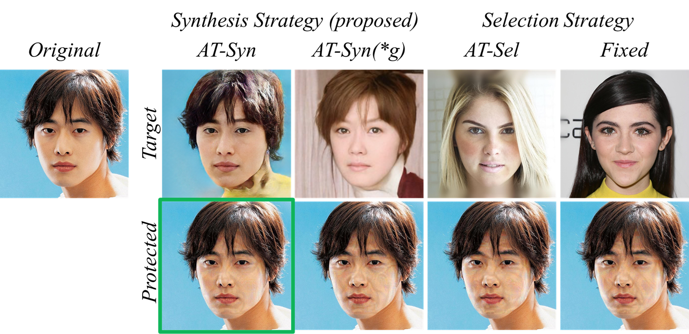 Figure 4: Sample target and protected images for dodging.