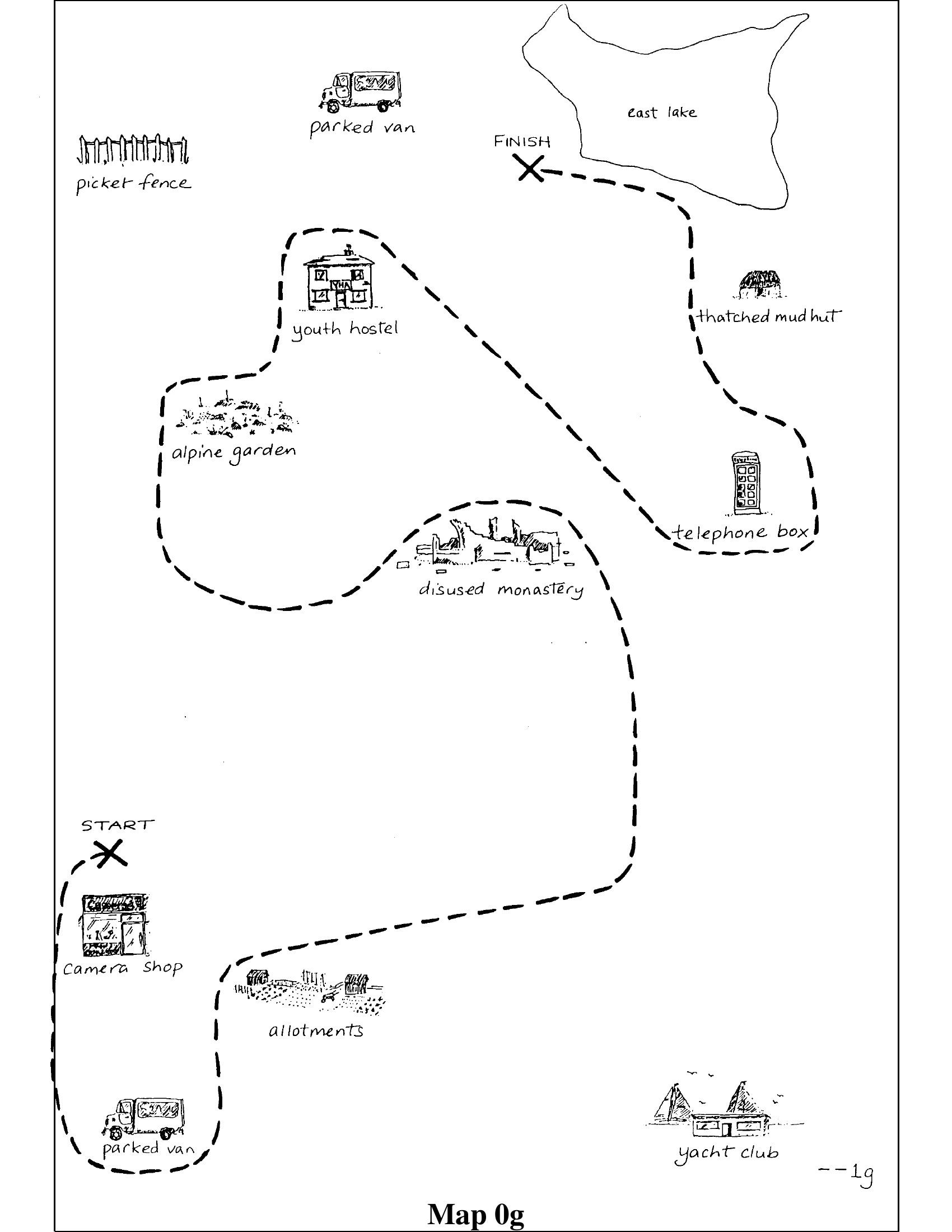 Figure 6: Giver’s map for map pair 0 (map0g), used for the spatial-description comparison in Table 8.