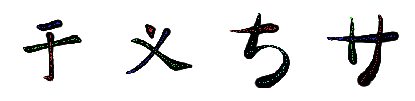 Figure 9: Control points of NURBS curves optimized for calligraphy reconstruction.