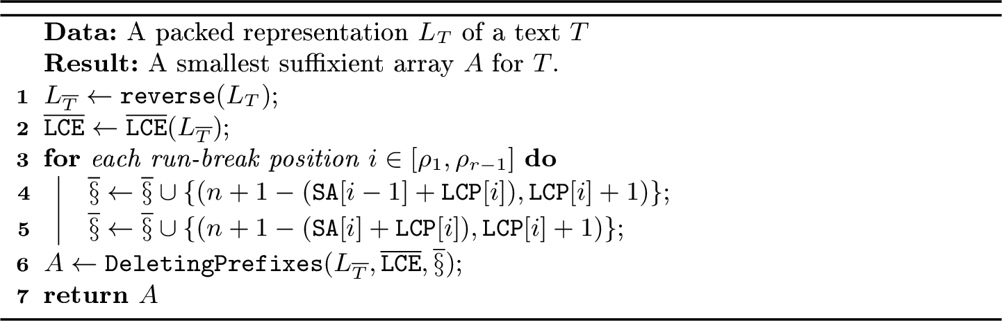 Figure 3: Computing a smallest suffixient array in sublinear time