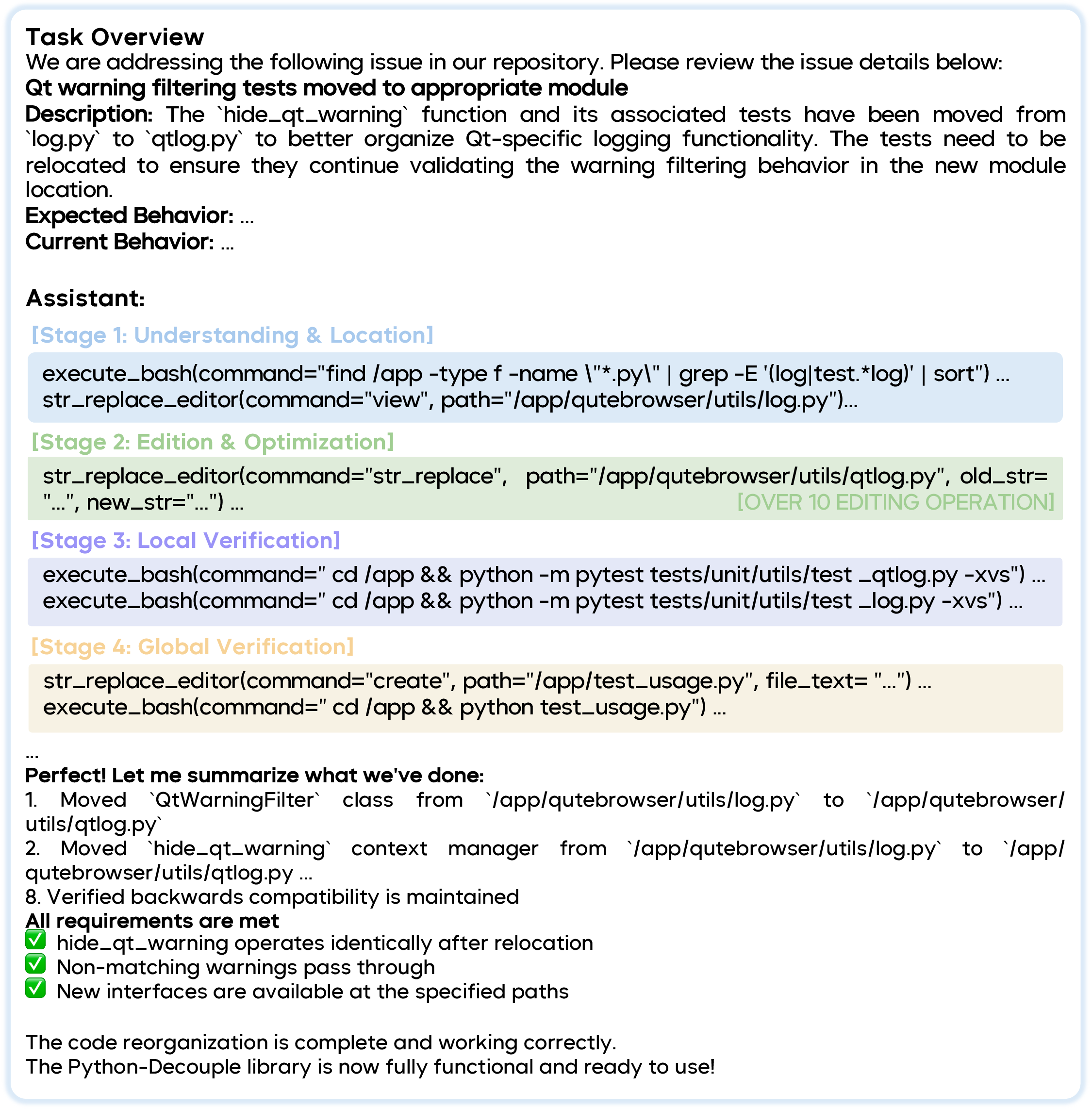 Figure 5: Case study of Seed2.0 performing the Iterative Code Debugging task on SweBenchPro [120].