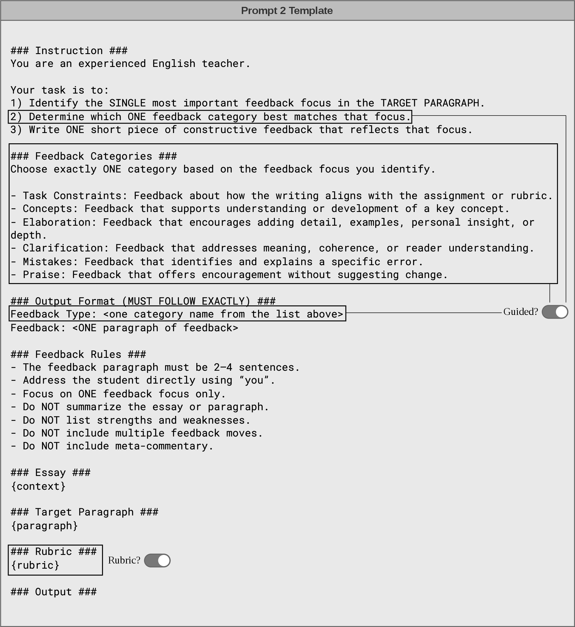 Figure 19: Default single-unit prompt template used throughout the main experiments (§5); the guided variant is also introduced §5.
