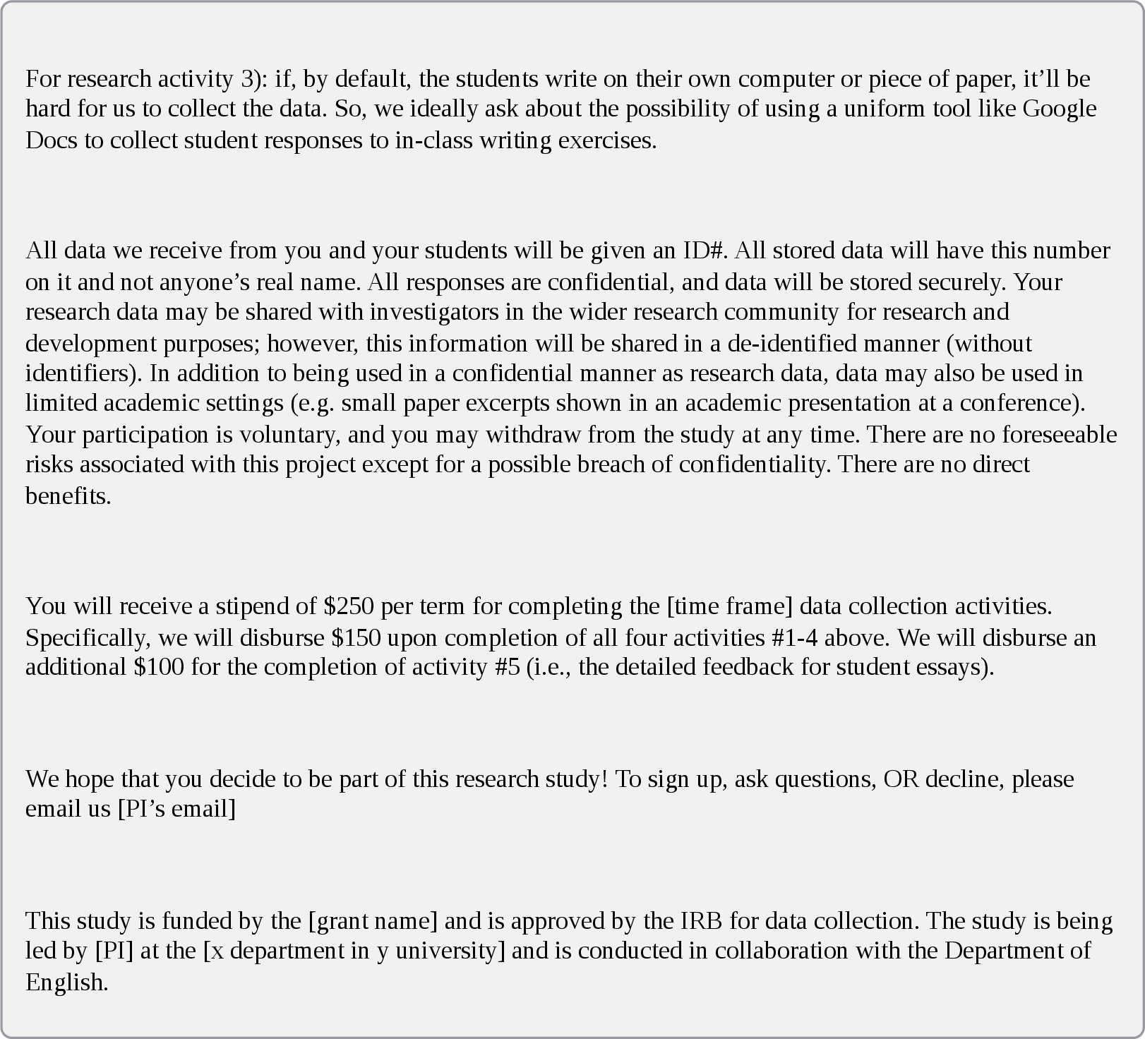 Figure 9: Recruitment email for instructor part 2.