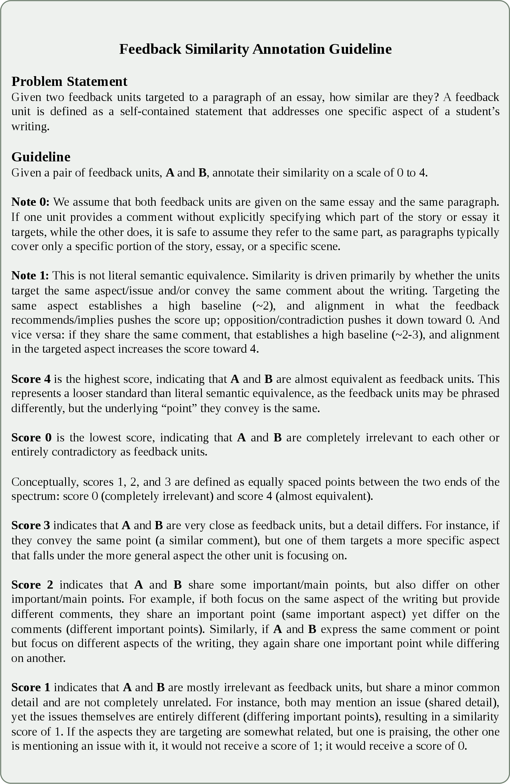 Figure 12: Feedback similarity annotation guideline (page 1/3).