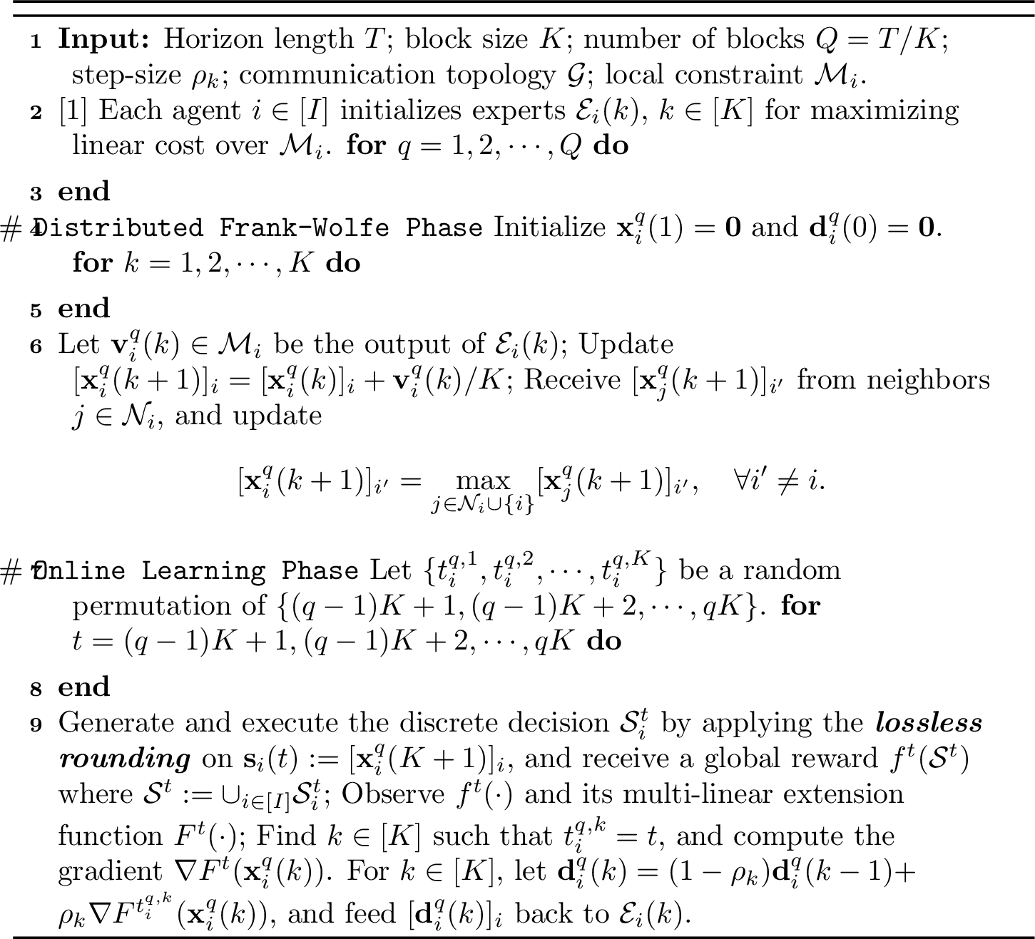 Figure 1: – Distributed online algorithm (full information feedback)