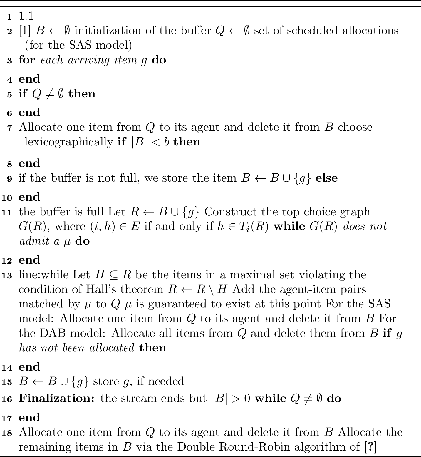 Figure 1: Store-and-Match(v_1, \ldots, v_n; M; b) (M and v_i, i\in[n], are revealed in an online fashion, one item at a time; b is the capacity of the buffer)