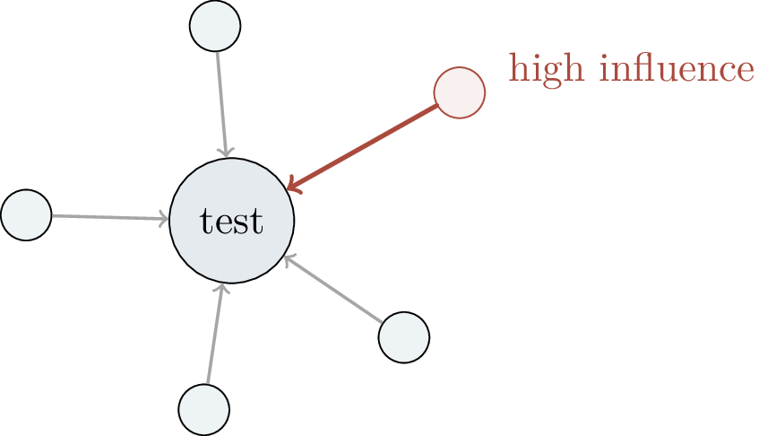 Figure 215: Influence functions identify training points whose upweighting has a large first-order effect on a test prediction.