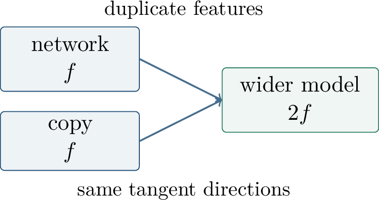 Figure 51: Width as duplication and averaging. Wider networks provide many nearly independent tangent features.