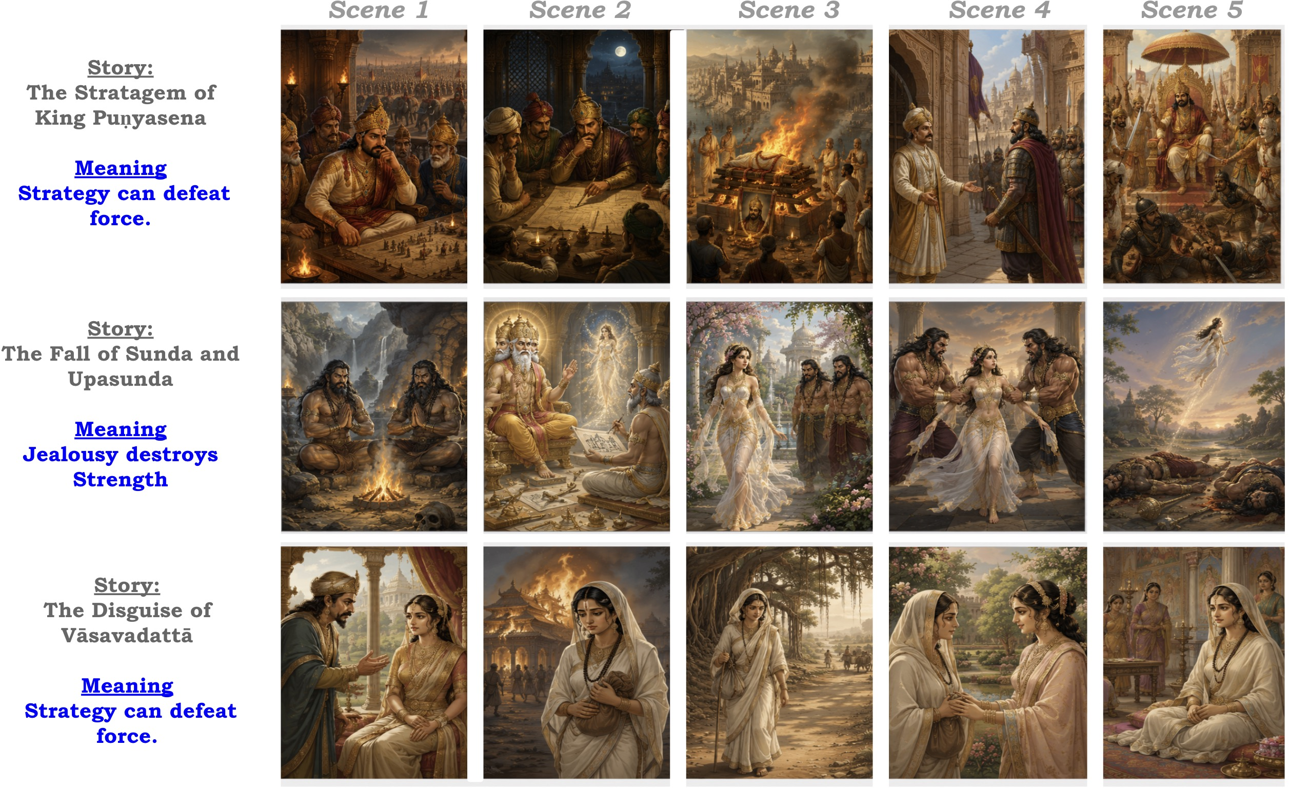 Figure 12: KathaBench-25K Ocean examples. Representative stories from The Ocean of Story.