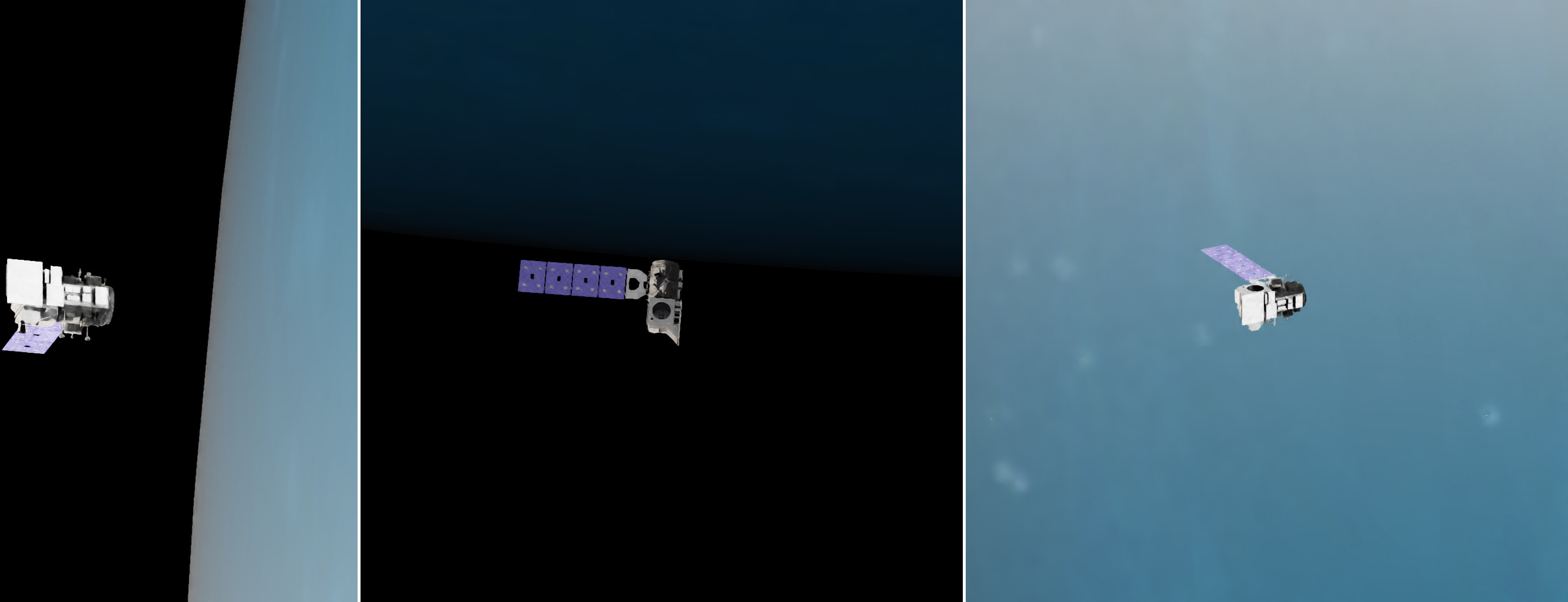 Figure 2: Sample images produced by inspection spacecraft within Isaac Sim.