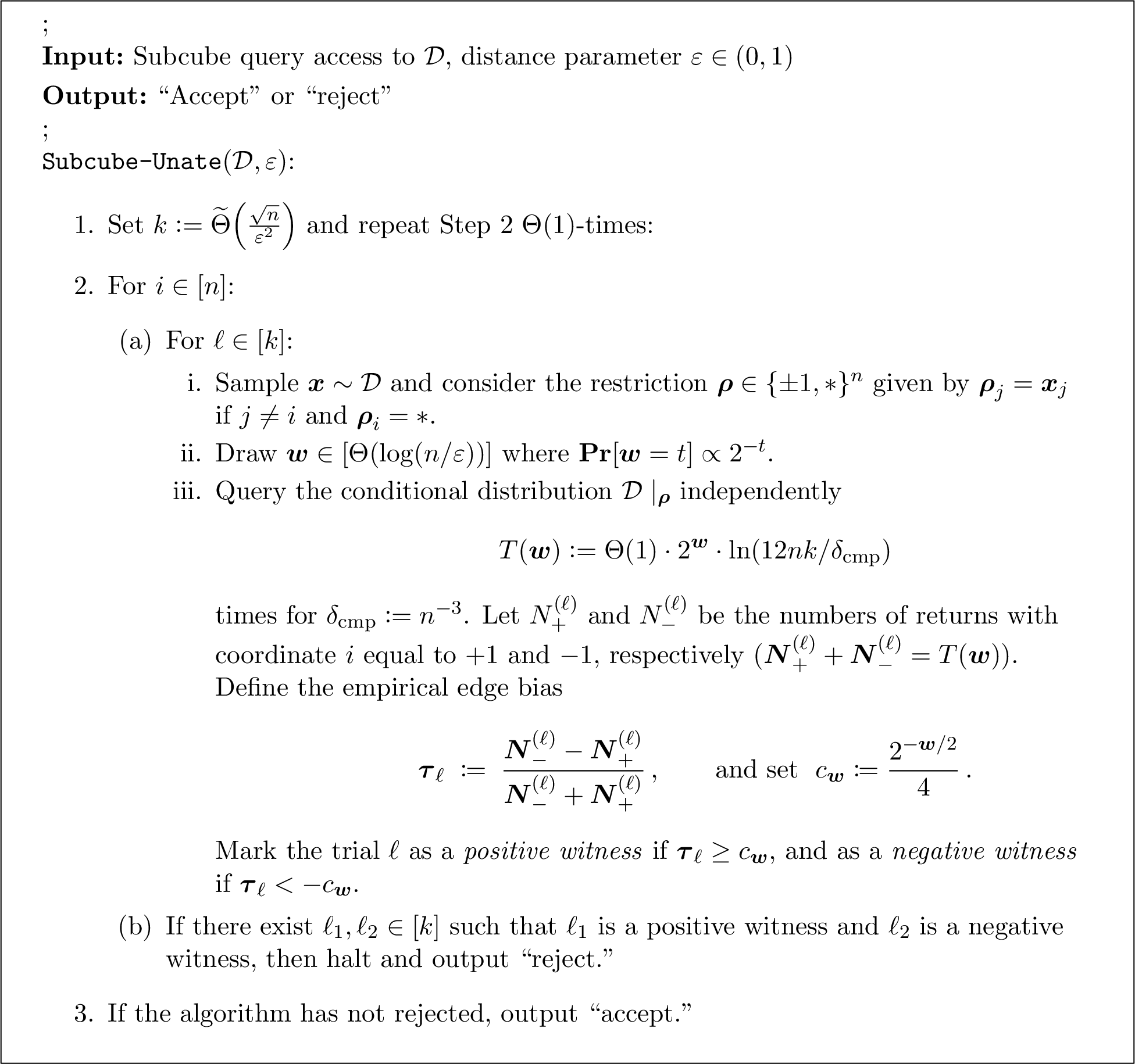 Figure 2: The \texttt{Subcube-Unate} algorithm.