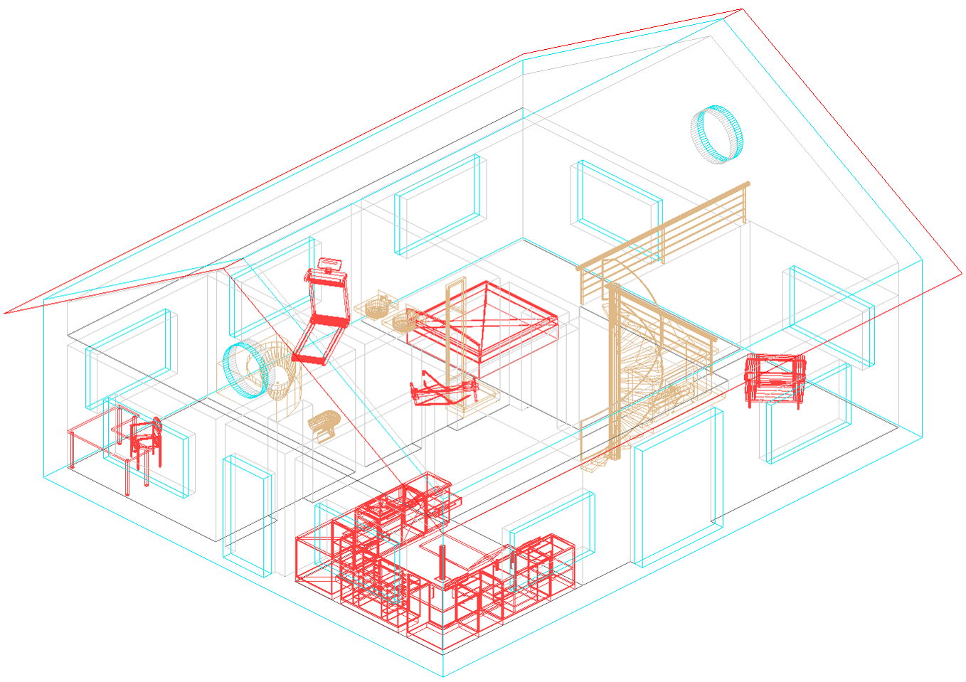Figure 5: Visualization of the FZK-Haus CityGML dataset in LoD4.