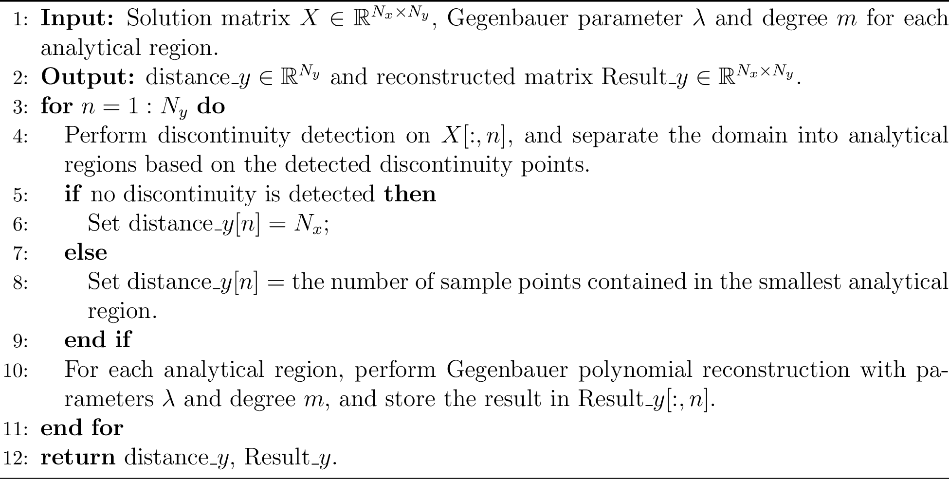 Figure 2: Gegenbauer reconstruction for fixed y