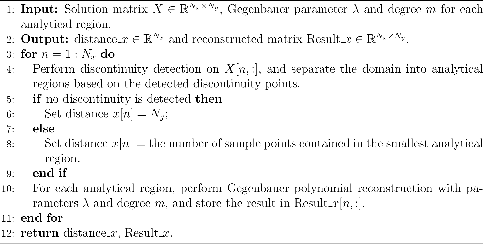 Figure 1: Gegenbauer reconstruction for fixed x