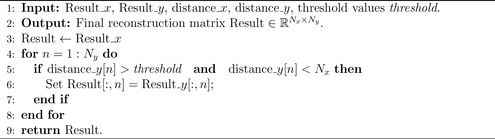 Figure 3: Reconstruction combining the fixed x or y reconstruction based on thresholded edge distances