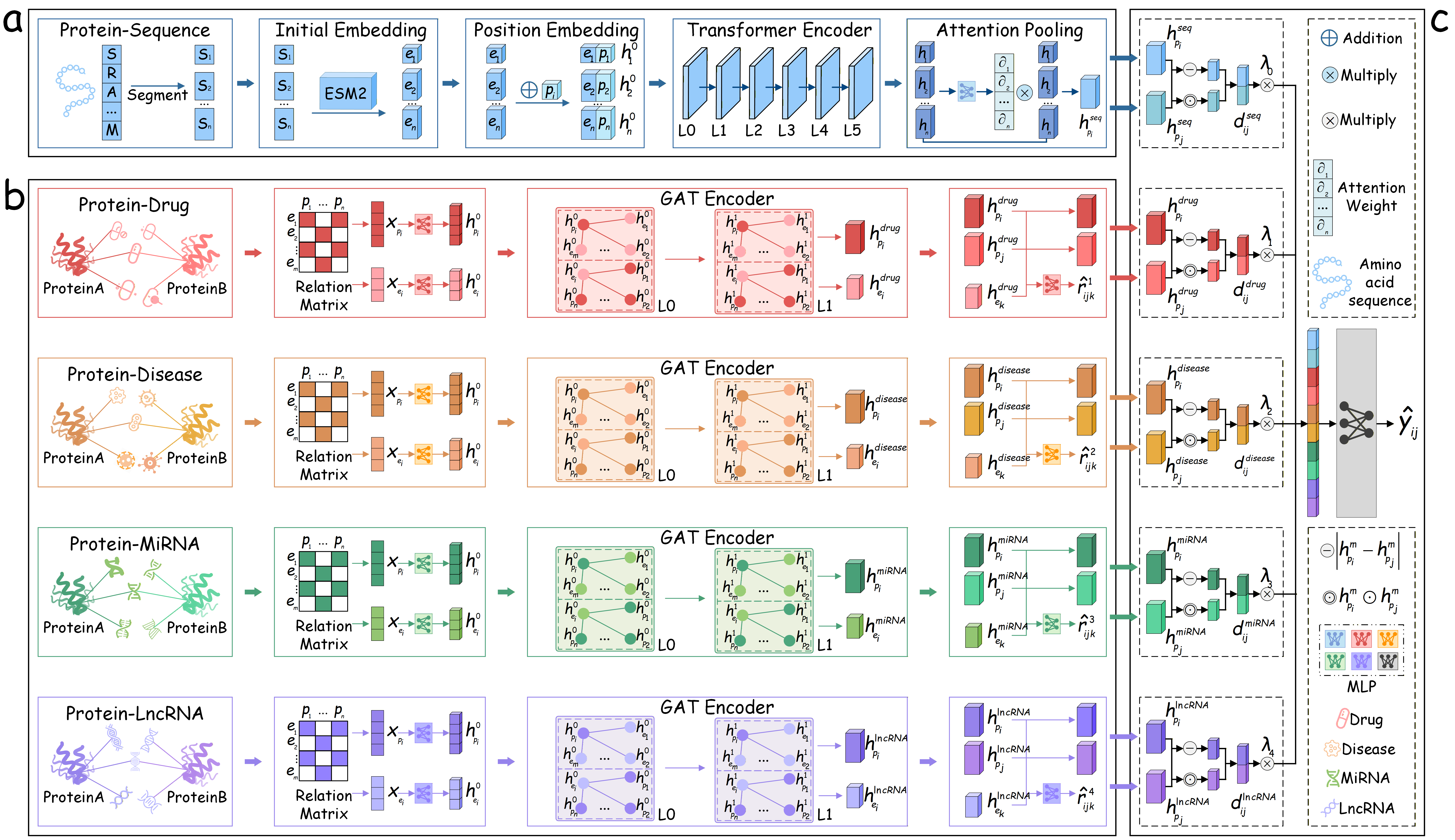 Figure 1: Overview of MKGR. The model combines a region-aware protein sequence branch, multimodal knowledge-graph branches, bridge reconstruction, and pair-level gated fusion for cold-start PPI prediction.