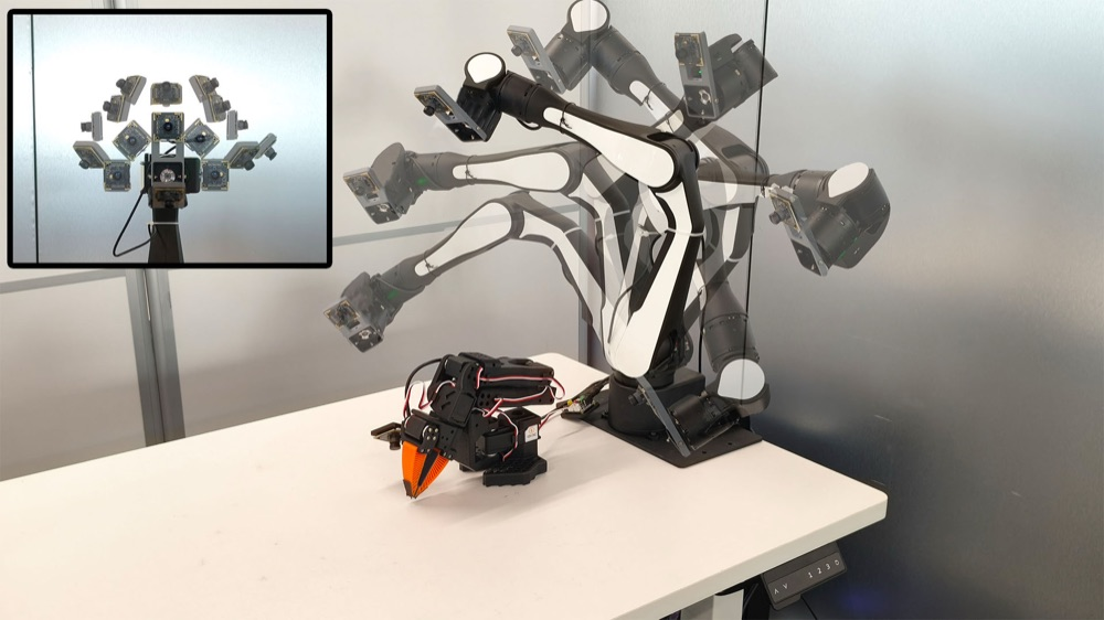 Figure 3: Real-world Realization of Camera Viewpoint Configurations. We implement Fixed, Multi-Fixed, and Moving Views using an environmental camera controlled by a separate robot arm. The Moving View configuration (Decoupling Zone) allows for continuous trajectory sampling to break spurious correlations.
