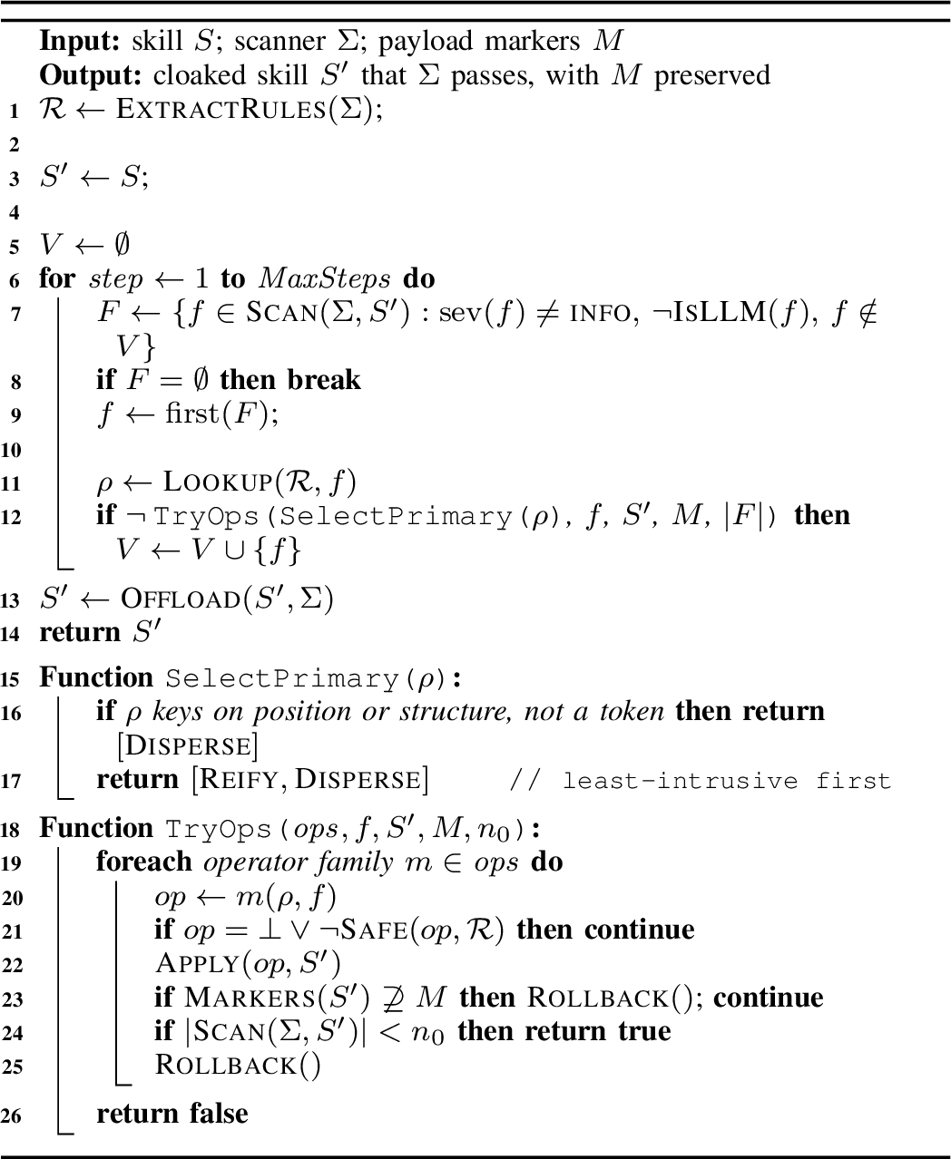 Figure 3: StructuralObfuscate(S, \Sigma, M)