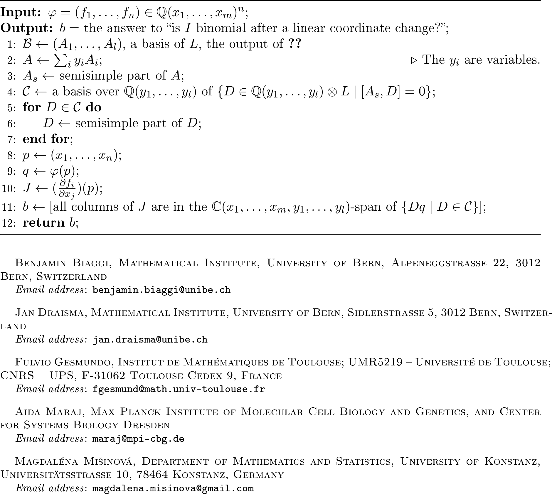 Figure 4: Tests deterministically whether X=\overline{\operatorname{im}(\varphi)} has \operatorname{GL}\nolimits-binomial ideal.