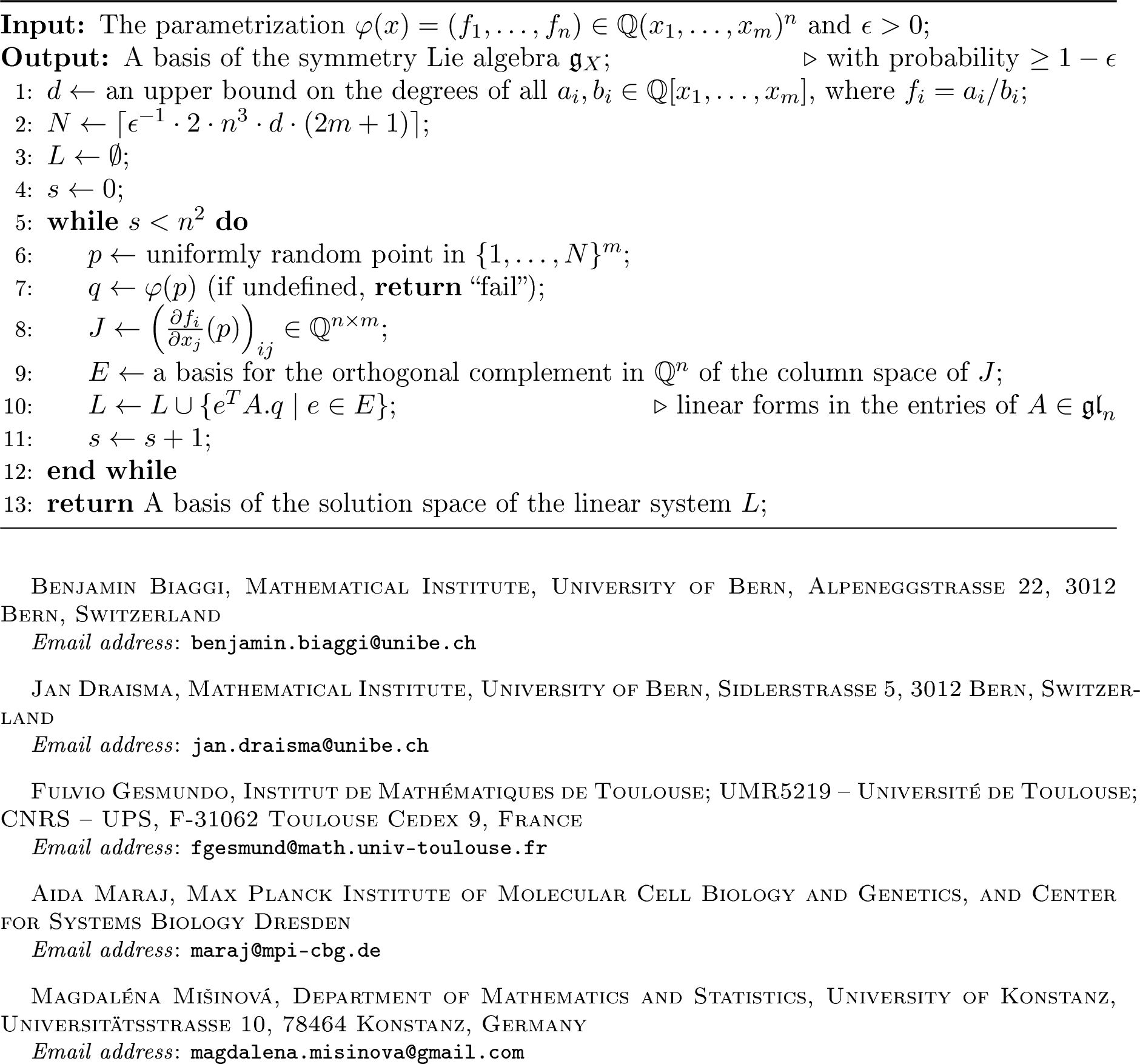 Figure 1: Computes a basis for {\mathfrak{g}}_X whereX = \overline{\operatorname{im}(\varphi)}.