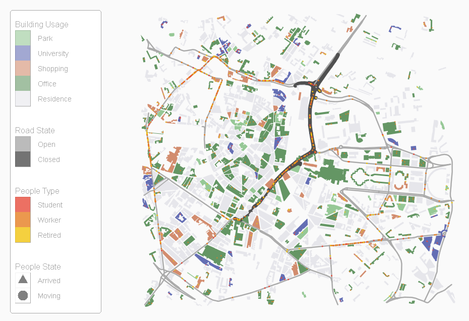 Figure 5: Spatial representation during an extended blockage event in GAMA.