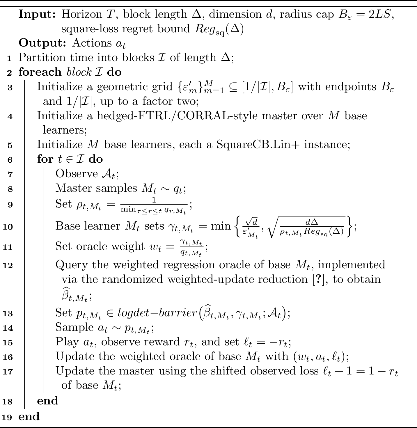 Figure 1: Restarted misspecification-adaptive linear bandit