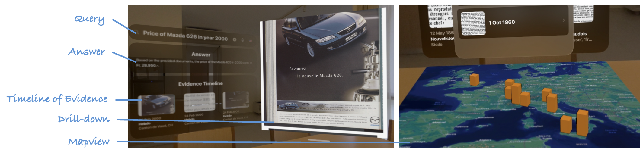 Figure 8: Prototypical interface using the Vision Pro augmented reality device