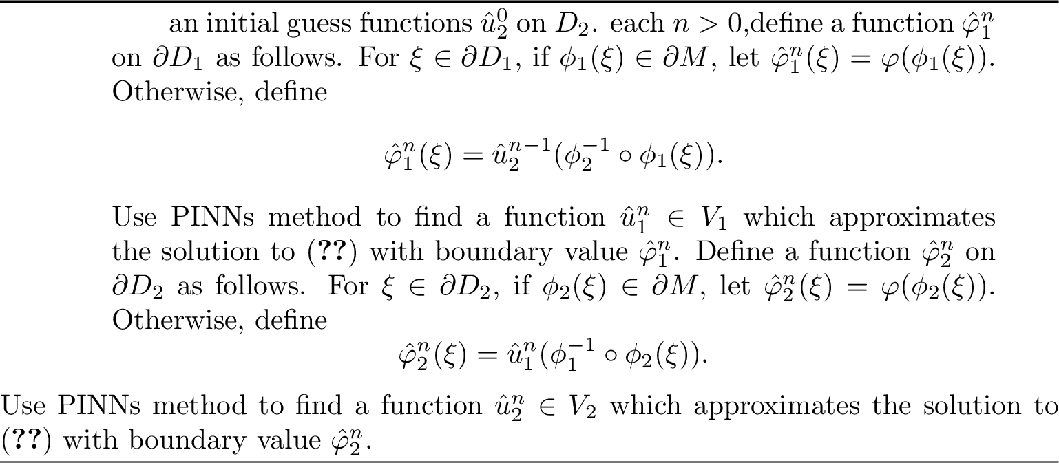 Figure 7: Numerical Schwarz Alternating Method with PINNs to solve 3 , under Assumption 3 with m=2.