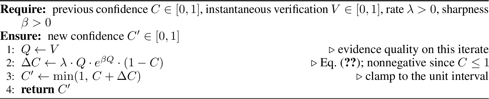 Figure 9: UpdateC: discrete confidence update per Eq. 2 .