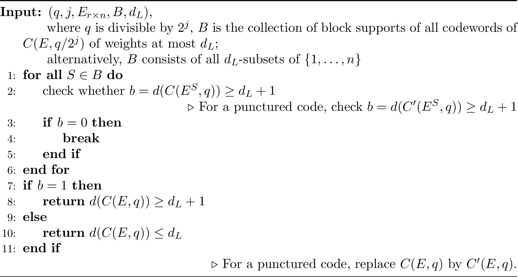 Figure 9: High-level description of the reduced circulant algorithm fora lower bound on the minimum distance of quasi-cyclic LDPC codes