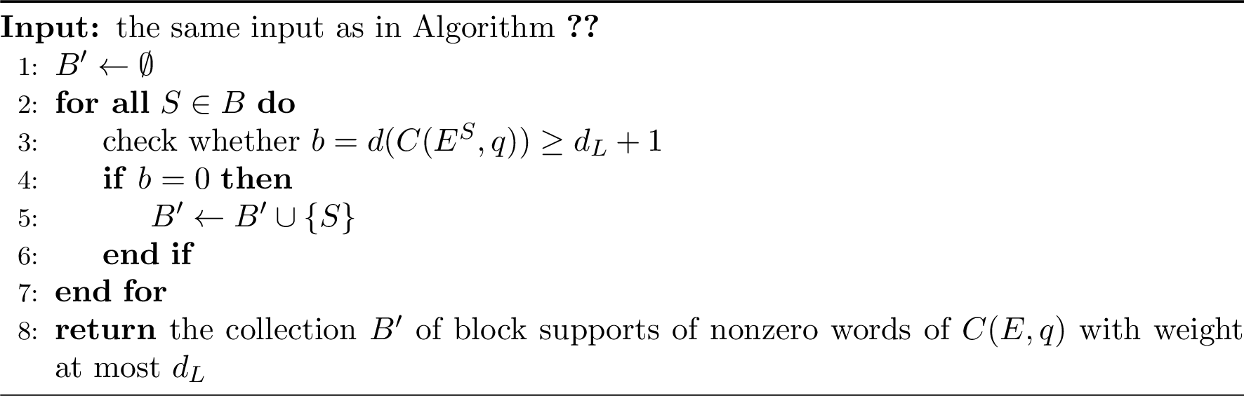Figure 10: High-level description of the reduced circulant algorithm for findingthe block supports for small-weight words of quasi-cyclic LDPC codes