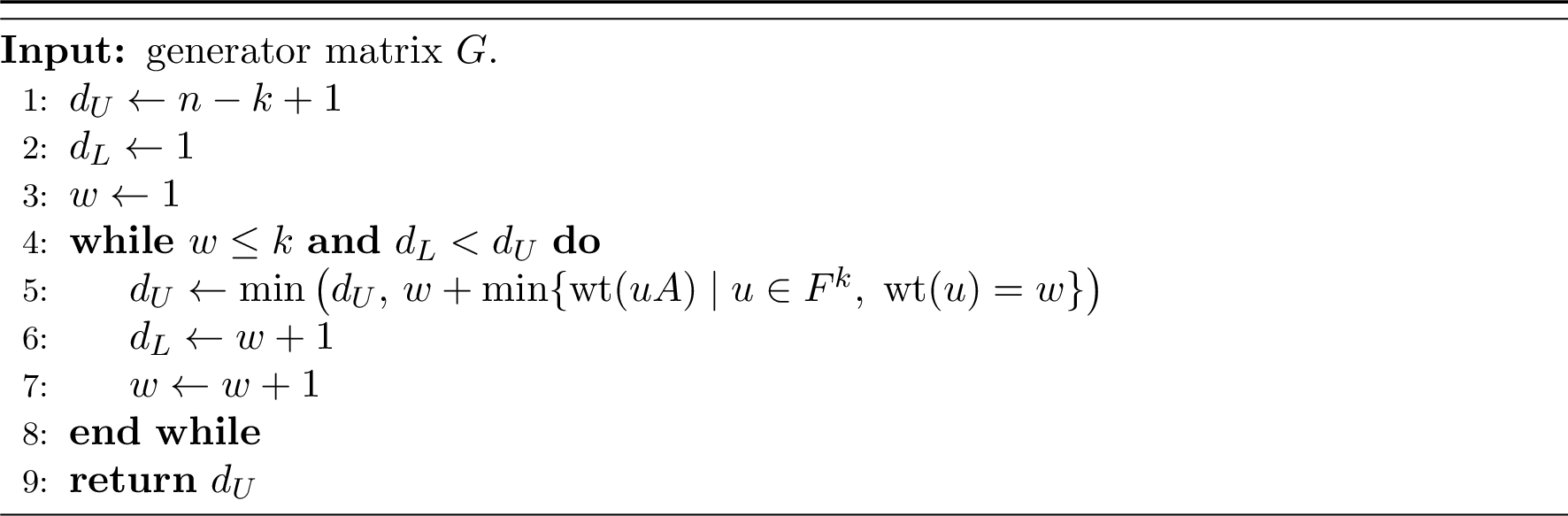Figure 7: The Brouwer–Zimmermann algorithm for finding the minimum distance