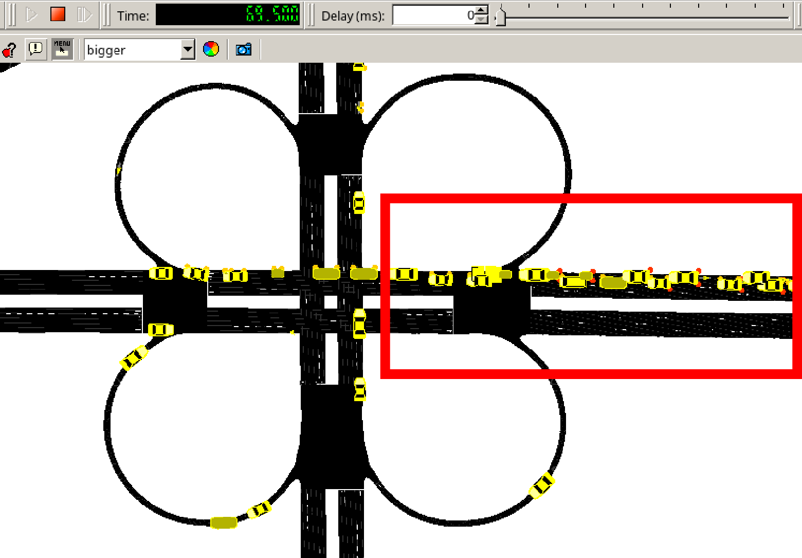 Figure 2: E-CoDrive: Congested-road scenario in SUMO.