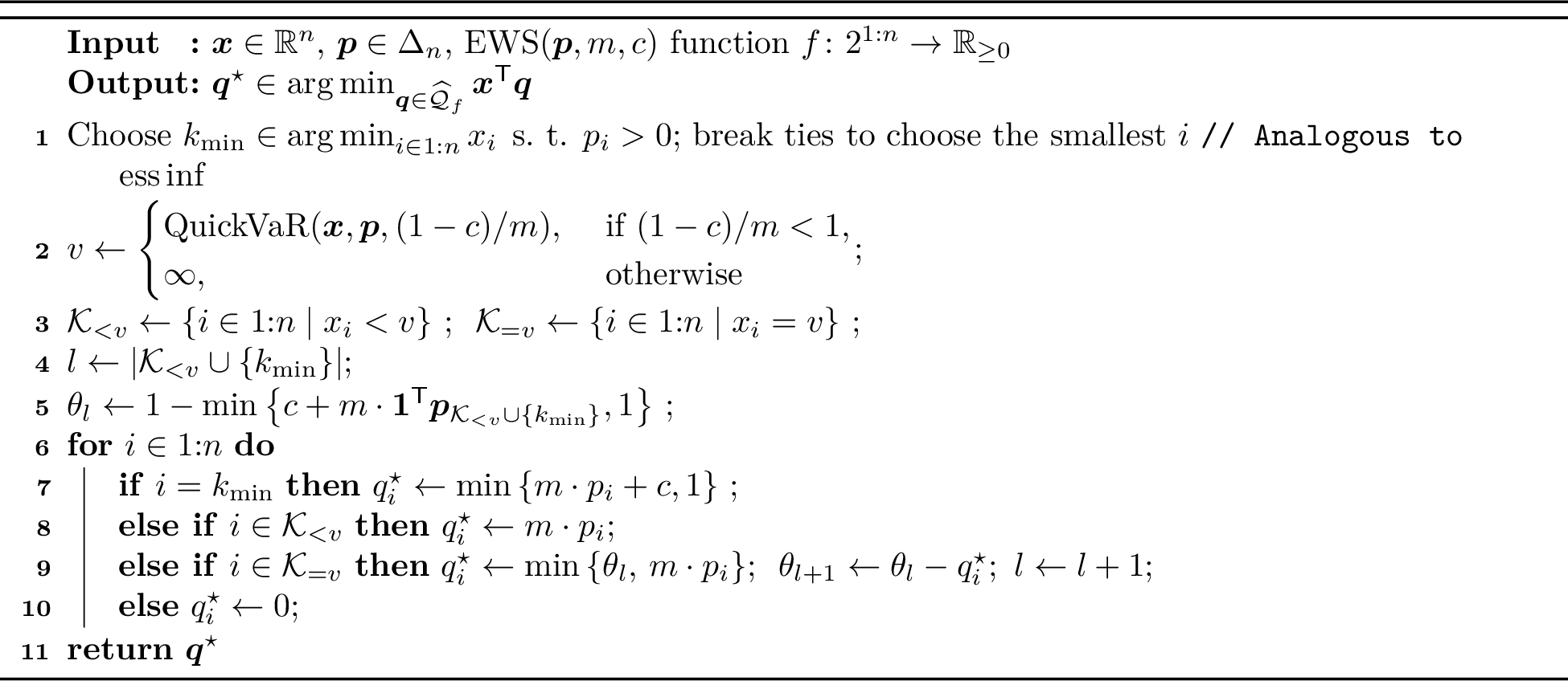Figure 3: QuickDivergence: Linear minimization over EWS polymatroids.