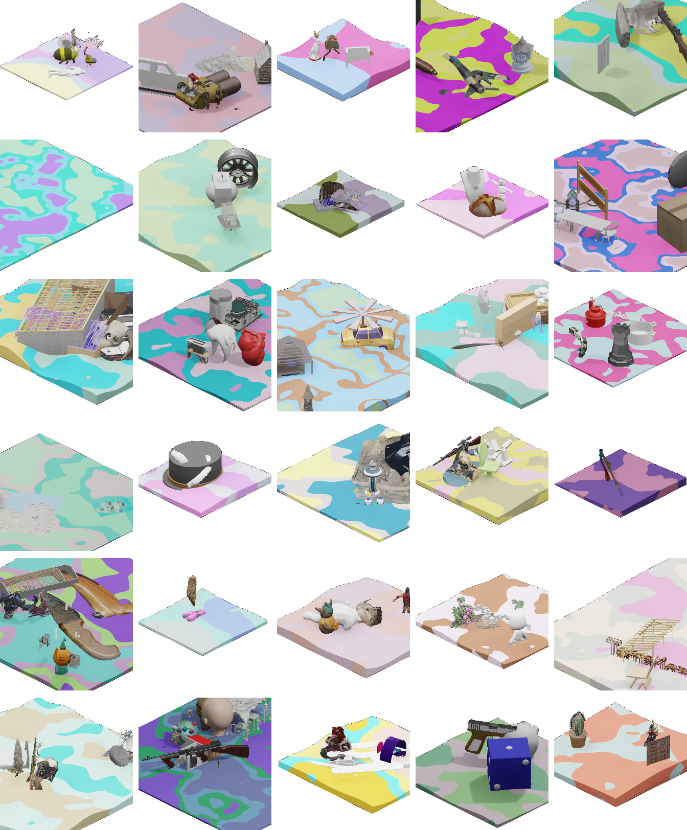 Figure 14: Random selection of samples generated by the dataset engine proposed in Section 5.