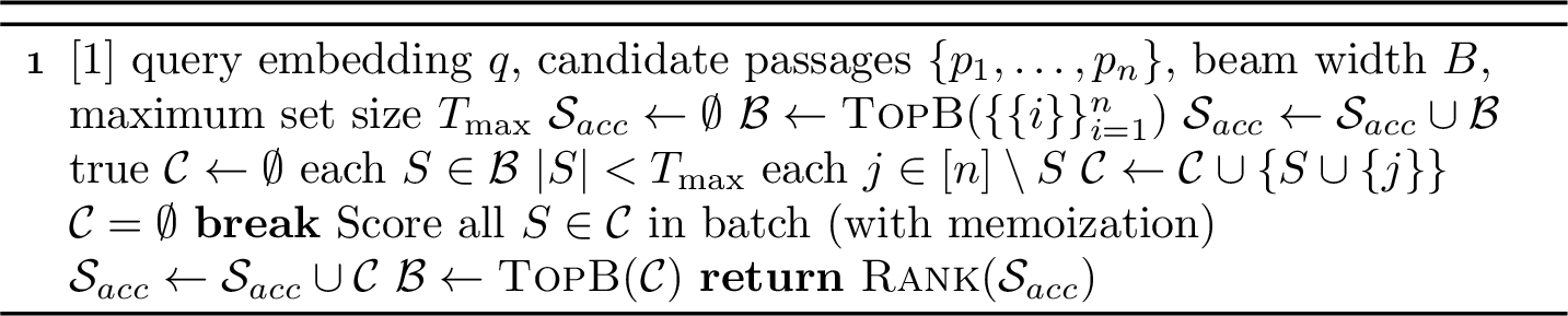 Figure 4: Depth-limited beam search for set retrieval with ParaSet