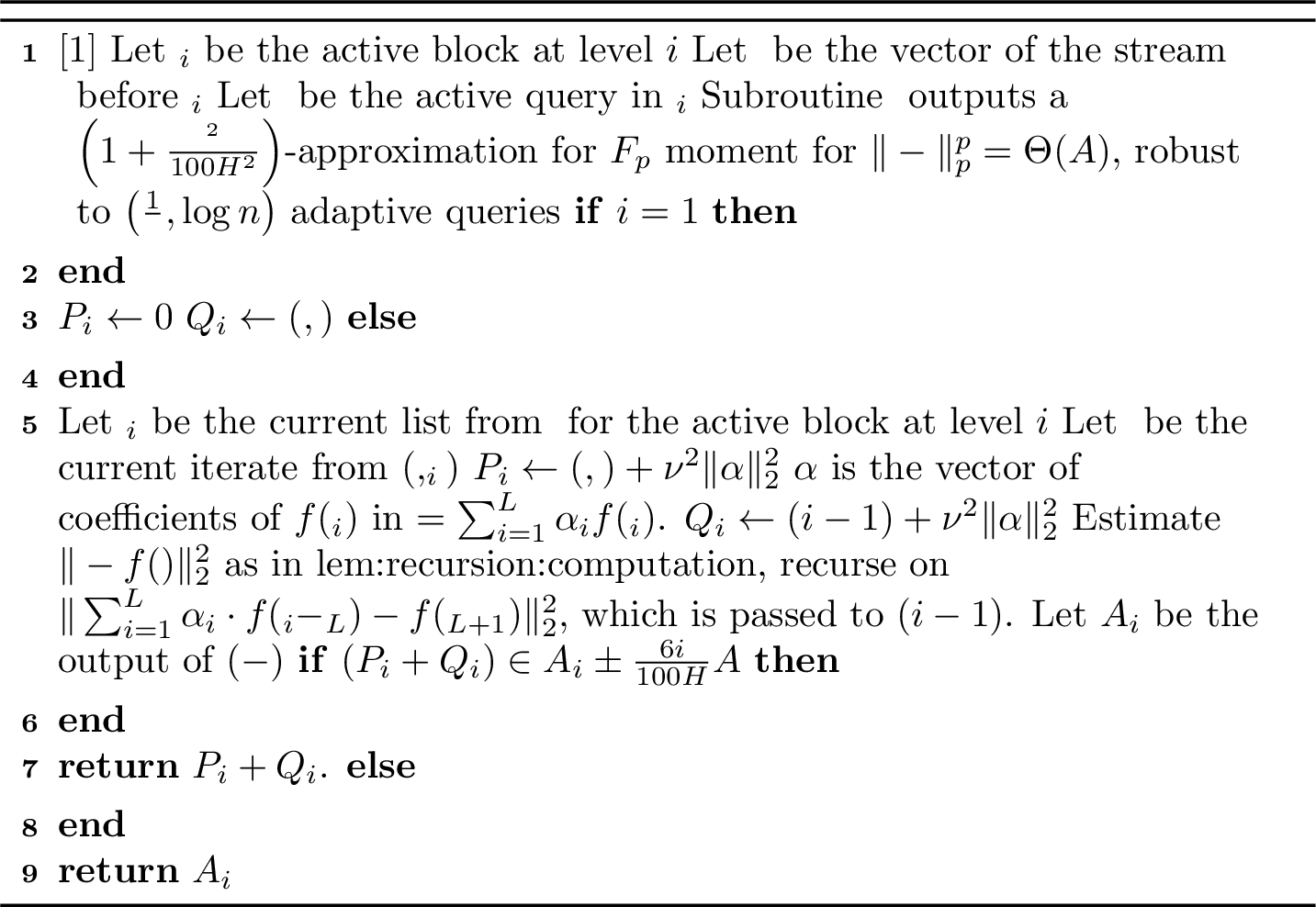 Figure 2: {\mathsf{EstLevel}}(i) for F_p moment estimation