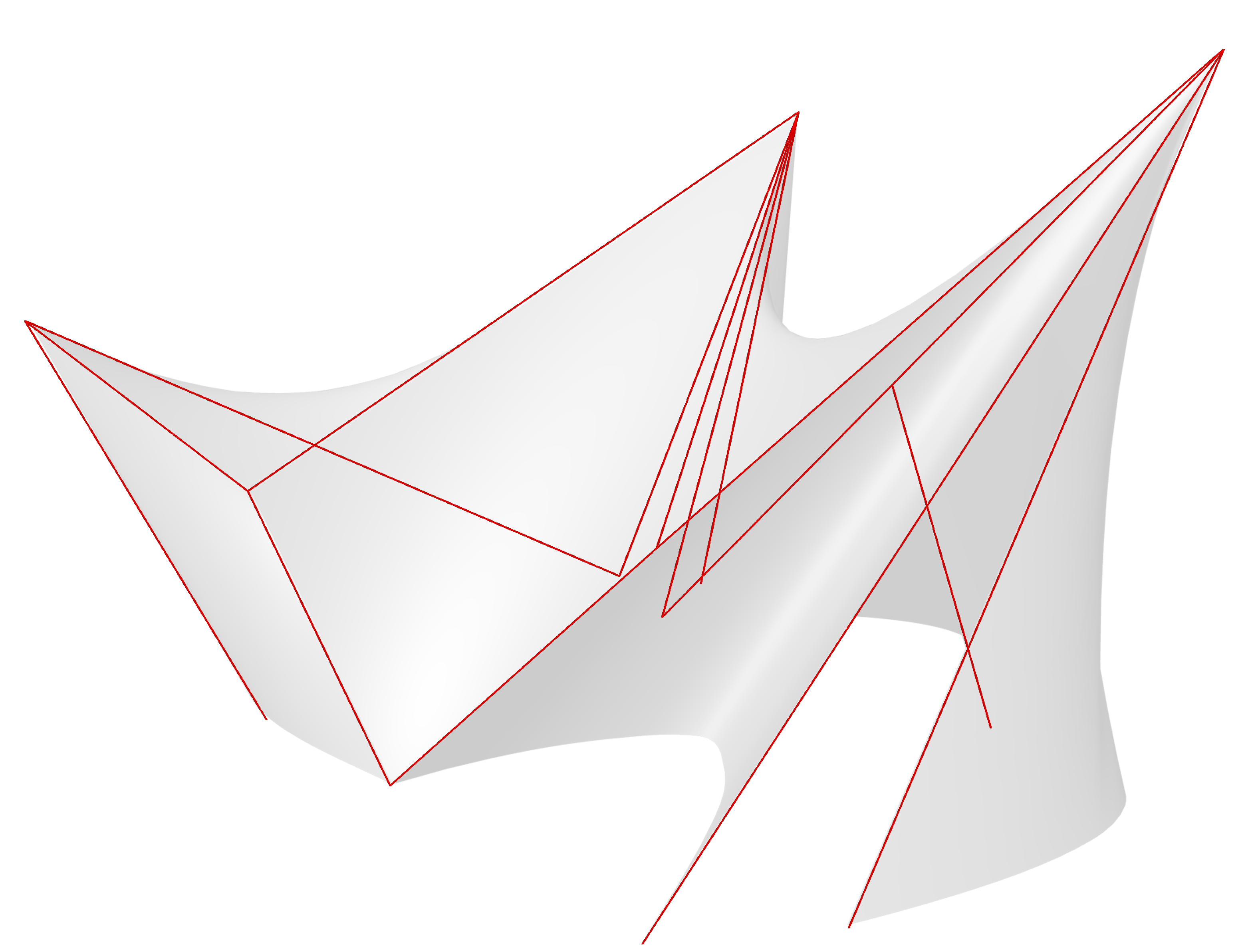 Figure 2: Ruling lines extracted from the Pavilion surface via the inverse ruled-surface process.
