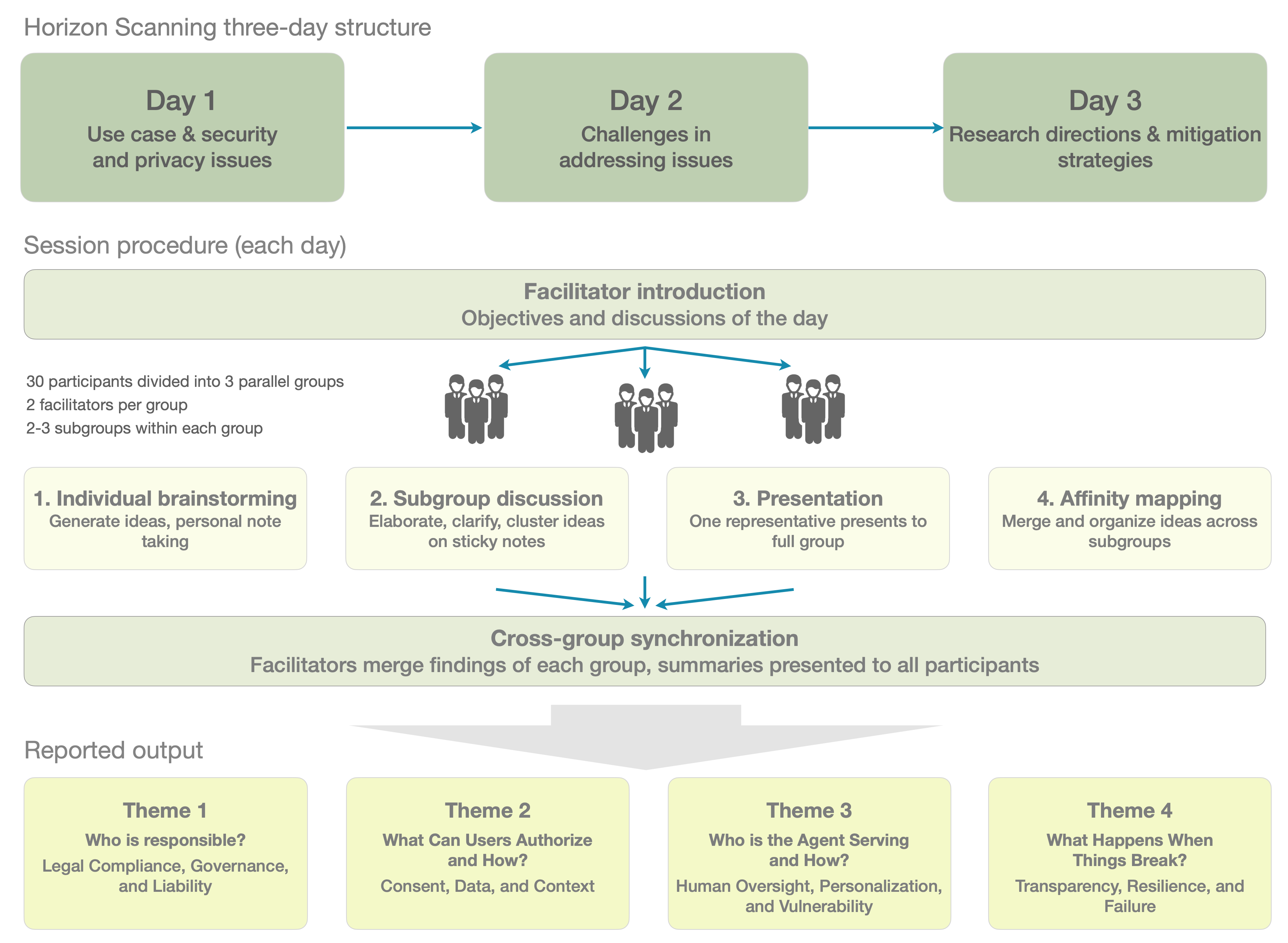 Figure 1: Horizon-scanning workshop procedure and the output reported in this work