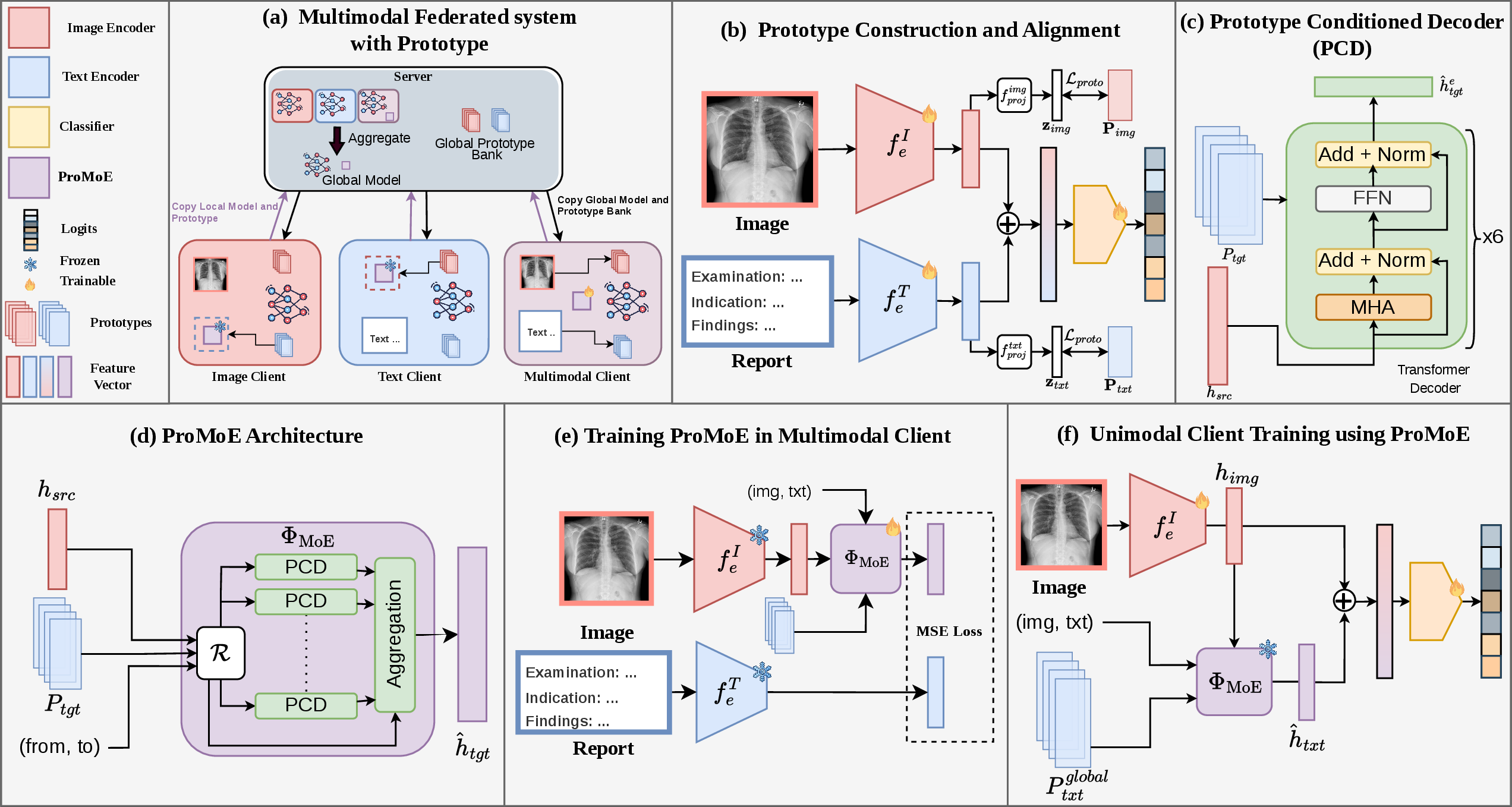 Figure 1: Overview of the proposed ProMoE-FL framework.