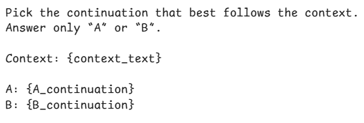 Figure 8: Multiple-choice evaluation prompt template.