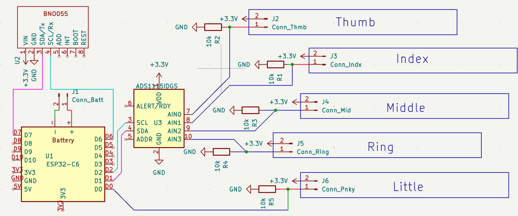 Figure 3: Schematic circuit of the hand glove
