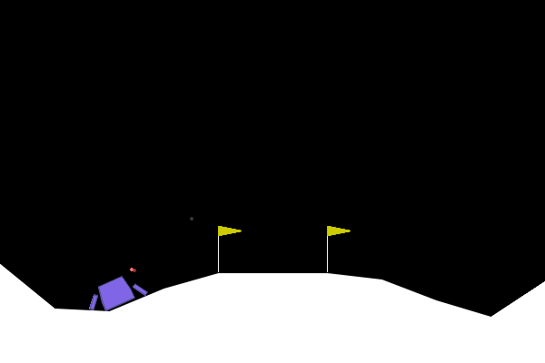 Figure 14: This recorded frame shows a failure. Analyzing this frame with GPT-4 helps categorize the failure, such as the spacecraft landed on the left side of the landing pad.