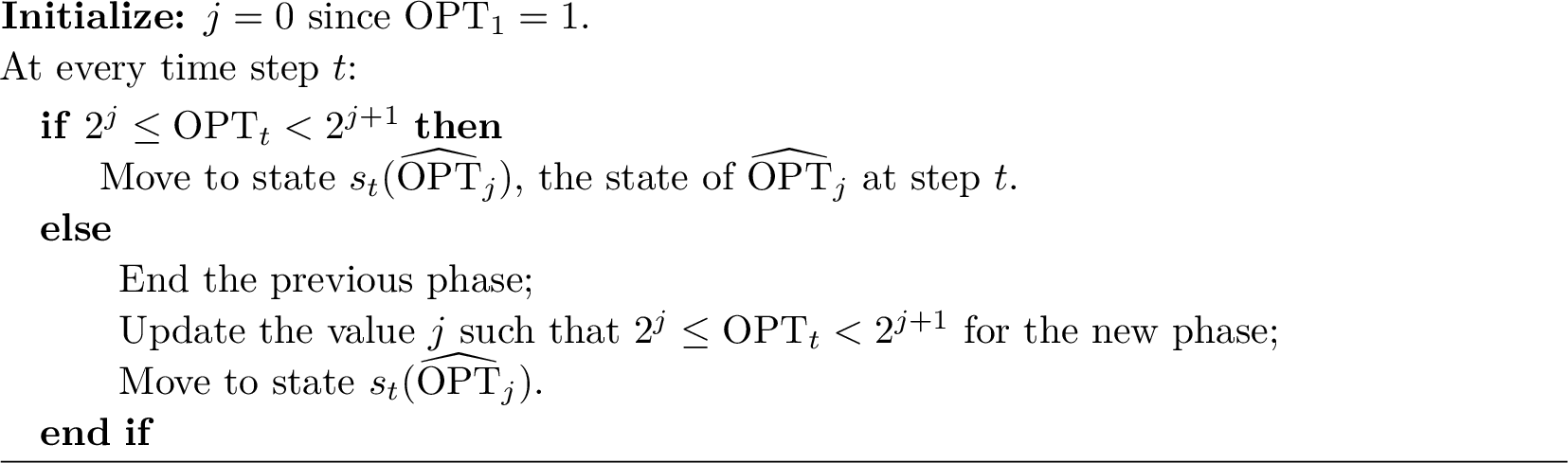 Figure 1: A deterministic algorithm for the two-set chasing problem based on the Guess-and-Double Method