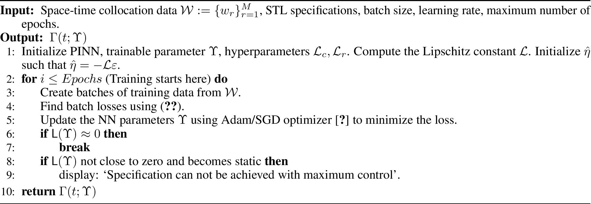 Figure 1: Training of the PINSTT
