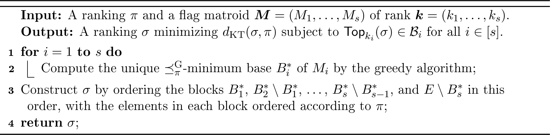 Figure 2: Greedy Algorithm for Flag-Matroid-CFR