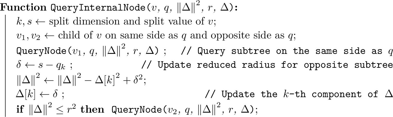 Figure 9: SPRK-tree procedure to query an internal node